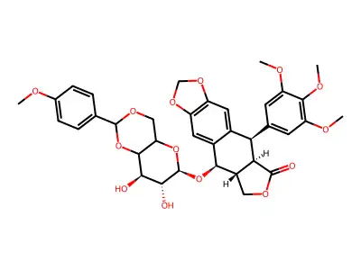 Podophyllotoxin O-anisylidene-beta-D-glucopyranoside structure