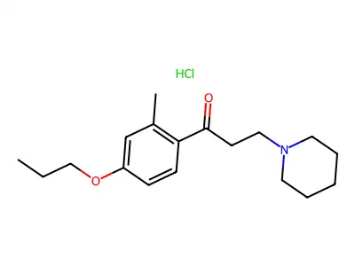 Propiophenone, 2'-methyl-3-piperidino-4'-propoxy-, hydrochloride structure
