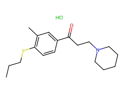 Propiophenone, 3'-methyl-3-piperidino-4'-propylthio-, hydrochloride structure