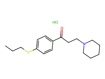 Propiophenone, 3-piperidino-4'-(propylthio)-, hydrochloride structure