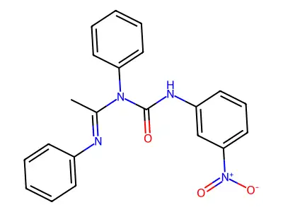 N-Phenyl-N-(1-(phenylimino)ethyl)-N'-m-nitrophenylurea structure
