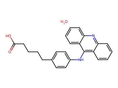 Valeric acid, 5-(p-(9-acridinylamino)phenyl)-, hydrate structure