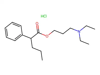 Valeric acid, 2-phenyl-, 3-(diethylamino)propyl ester, hydrochloride structure
