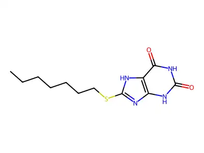 Xanthine, 8-(heptylthio)- structure