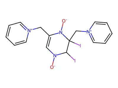 Pyridinium, 1,1'-(2,6-pyrazinediyldimethylene)bis-, diiodide, N,N-dioxide structure