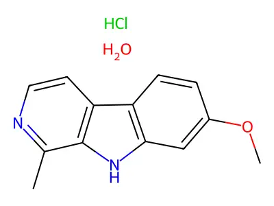 9H-Pyrido(3,4-b)indole, 7-methoxy-1-methyl-, hydrochloride, hydrate structure
