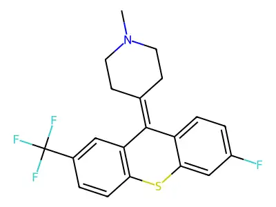 Piperidine, 4-(6-fluoro-2-(trifluoromethyl)-9H-thioxanthen-9-ylidene)-1-methyl- structure