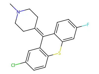 Piperidine, 4-(2-chloro-6-fluoro-9H-thioxanthen-9-ylidene)-1-methyl- structure