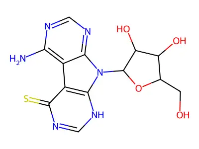 OC1C(O)C(CO)OC1N2c3ncnc(N)c3c4c(S)ncnc24 structure