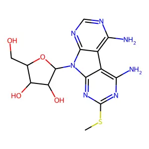2-(Methylsulfanyl)-9-pentofuranosyl-9H-pyrrolo[2,3-d:5,4-d']dipyrimidine-4,5-diamine structure