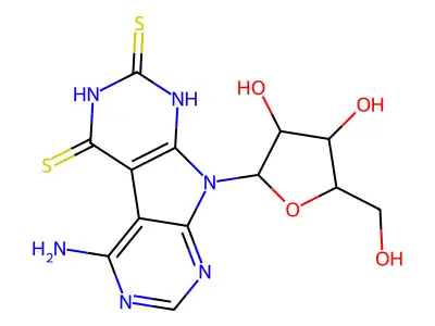 5-amino-9-pentofuranosyl-1H-pyrrolo[2,3-d:5,4-d']dipyrimidine-2,4(3H,9H)-dithione structure