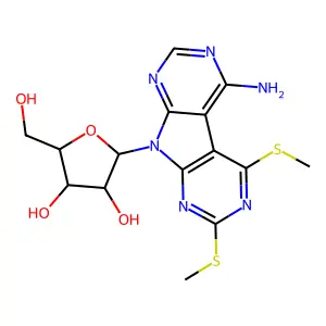 OC1C(O)C(CO)OC1N2c3ncnc(N)c3c4c(SC)nc(SC)nc24 structure