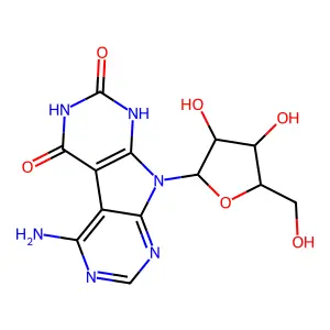 OC1C(O)C(CO)OC1N2c3ncnc(N)c3c4c(O)nc(O)nc24 structure