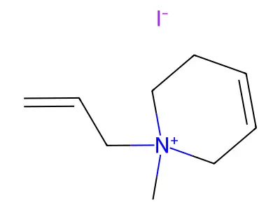 1-Methyl-1-(prop-2-en-1-yl)-1,2,3,6-tetrahydropyridin-1-ium iodide structure