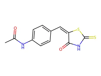 N-[4-[(4-oxo-2-sulfanylidene-1,3-thiazolidin-5-ylidene)methyl]phenyl]acetamide structure