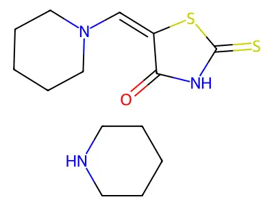 Rhodanine, 5-piperidinomethylene-, salt with piperidine (1:1) structure