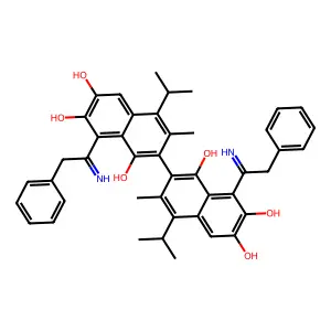 Naphthalene, 2,2'-bis(8-benzyliminomethyl-4-isopropyl-3-methyl-1,6,7-trihydroxy- structure