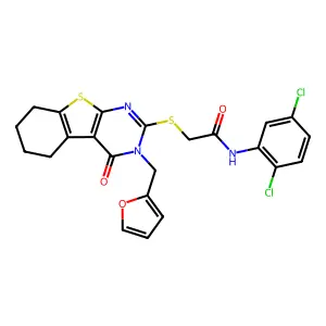 N-(2,5-dichlorophenyl)-2-{[3-(furan-2-ylmethyl)-4-oxo-3,4,5,6,7,8-hexahydro[1]benzothieno[2,3-d]pyrimidin-2-yl]sulfanyl}acetamide structure