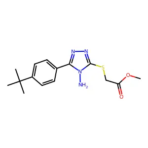 Methyl 2-{4-amino-5-[4-(tert-butyl)phenyl]-1,2,4-triazol-3-ylthio}acetate structure