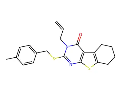 2-[(4-methylbenzyl)sulfanyl]-3-(prop-2-en-1-yl)-5,6,7,8-tetrahydro[1]benzothieno[2,3-d]pyrimidin-4(3H)-one structure