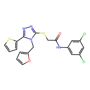 N-(3,5-dichlorophenyl)-2-{[4-(furan-2-ylmethyl)-5-(thiophen-2-yl)-4H-1,2,4-triazol-3-yl]sulfanyl}acetamide structure