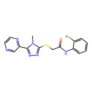 N-(2-bromophenyl)-2-{[4-methyl-5-(pyrazin-2-yl)-4H-1,2,4-triazol-3-yl]sulfanyl}acetamide structure