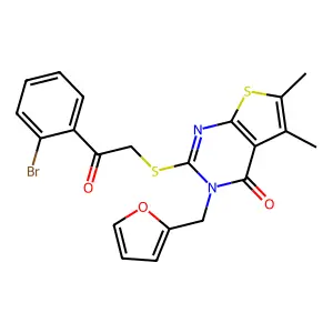 2-{[2-(2-bromophenyl)-2-oxoethyl]sulfanyl}-3-(furan-2-ylmethyl)-5,6-dimethylthieno[2,3-d]pyrimidin-4(3H)-one structure