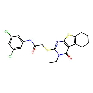 N-(3,5-dichlorophenyl)-2-[(3-ethyl-4-oxo-3,4,5,6,7,8-hexahydro[1]benzothieno[2,3-d]pyrimidin-2-yl)sulfanyl]acetamide structure