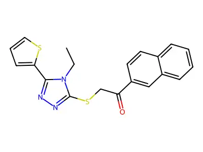 2-[(4-ethyl-5-thiophen-2-yl-1,2,4-triazol-3-yl)sulfanyl]-1-naphthalen-2-ylethanone structure