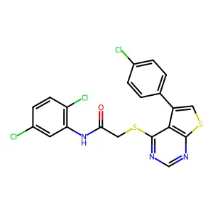 2-{[5-(4-chlorophenyl)thieno[2,3-d]pyrimidin-4-yl]sulfanyl}-N-(2,5-dichlorophenyl)acetamide structure