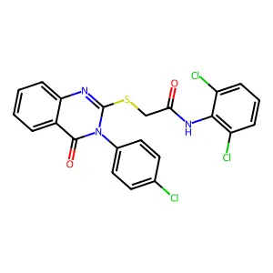 2-{[3-(4-chlorophenyl)-4-oxo-3,4-dihydroquinazolin-2-yl]sulfanyl}-N-(2,6-dichlorophenyl)acetamide structure
