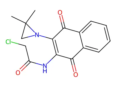 2-chloro-N-[3-(2,2-dimethylaziridin-1-yl)-1,4-dioxonaphthalen-2-yl]acetamide structure
