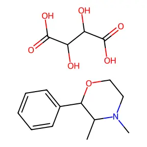 2,3-Dihydroxybutanedioic acid--3,4-dimethyl-2-phenylmorpholine (1/1) structure