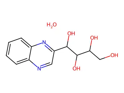 Quinoxaline, 2-(1,2,3,4-tetrahydroxybutyl)-, hydrate structure
