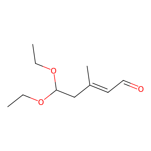 (E)-5,5-diethoxy-3-methylpent-2-enal structure