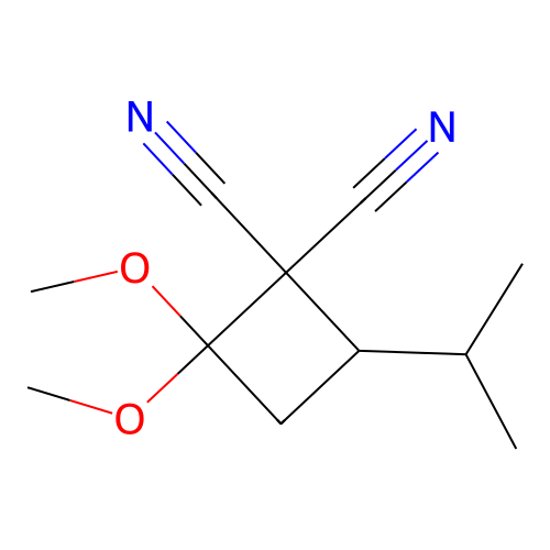 1,1-Cyclobutanedicarbonitrile, 2,2-dimethoxy-4-(1-methylethyl)- structure