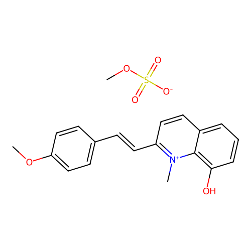 Quinolinium, 8-hydroxy-2-(p-methoxystyryl)-1-methyl-, methylsulfate structure