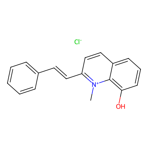 Quinolinium, 8-hydroxy-1-methyl-2-styryl-, chloride structure
