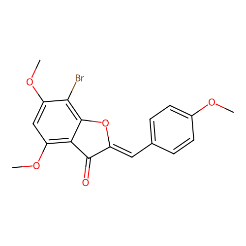(2Z)-7-bromo-4,6-dimethoxy-2-[(4-methoxyphenyl)methylene]benzofuran-3-one structure