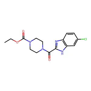 ethyl 4-(6-chloro-1H-benzimidazole-2-carbonyl)piperazine-1-carboxylate structure