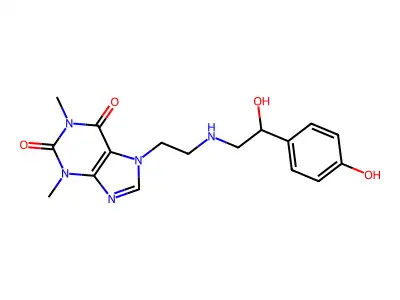 Theophylline, 7-(2-((2-hydroxy-2-(p-hydroxyphenyl)ethyl)amino)ethyl)- structure
