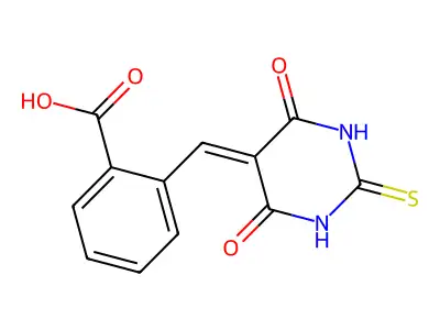 o-Toluic acid, alpha-(tetrahydro-4,6-dioxo-2-thioxo-5(2H)pyrimidinylidene)- structure