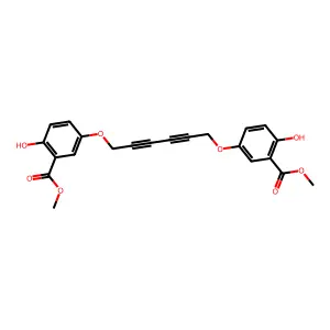 Dimethyl 3,3'-[hexa-2,4-diyne-1,6-diylbis(oxy)]bis(6-hydroxybenzoate) structure