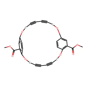 Dimethyl 2,9,11,18-tetraoxa-1,10(1,4)-dibenzenacyclooctadecaphane-4,6,13,15-tetrayne-1~2~,10~2~-dicarboxylate structure