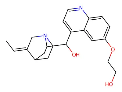 6-Quinuclidinemethanol, 3-ethylidene-alpha-(6-(2-hydroxyethoxy)-4-quinolyl)- structure