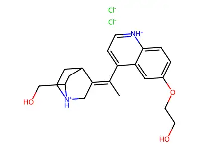 1-Azabicyclo(2.2.2)octane-2-methanol, 5-ethylidene-alpha-(6-(2-hydroxyethoxy)-4-quinolyl)-, dihydrochloride structure