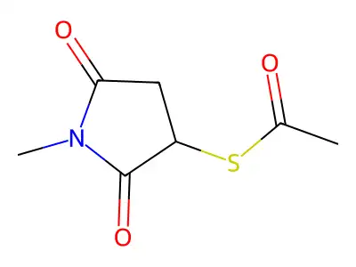 S-(1-Methyl-2,5-dioxopyrrolidin-3-yl) ethanethioate structure