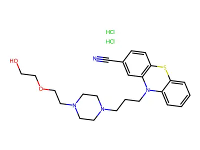 Ethanol, 2-(2-(4-(3-(2-cyano-10-phenothiazinyl)propyl)-1-piperazinyl)ethoxy)-, dihydrochloride structure