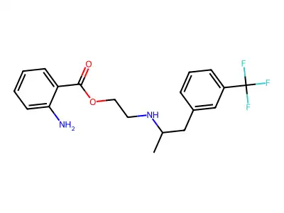 Ethanol, 2-(alpha-methyl-m-trifluoromethylphenethylamino)-, o-aminobenzoate structure