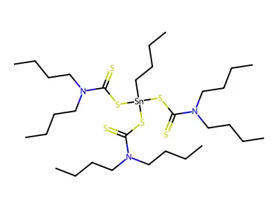 Stannane, butyltris((dibutyldithiocarbamoyl)oxy)- structure